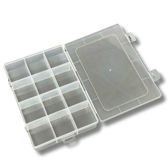 12 Bölmeli Kolye, Yüzük, Takı Düzenleyici Organizer Plastik Şeffaf Kutu 13x19x3.5cm